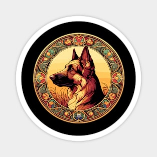 German Shepherd Gift - Alsation Dog - Art Nouveau Style Magnet